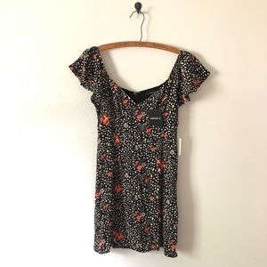Forever 21 NWT Black Floral Mini Skater Dress